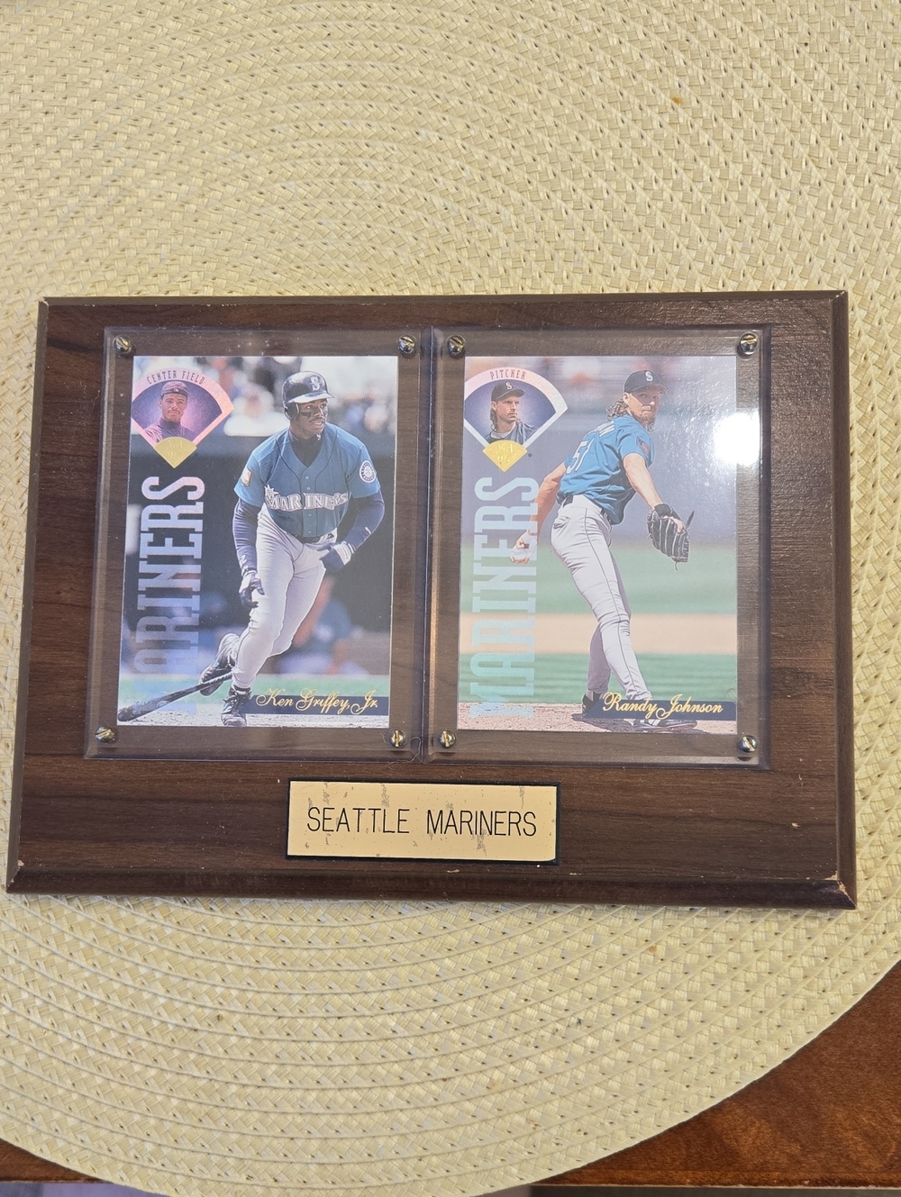 Seattle Mariners Dual Card Display Plaque - With Ken Griffey Jr. + Randy Johnson